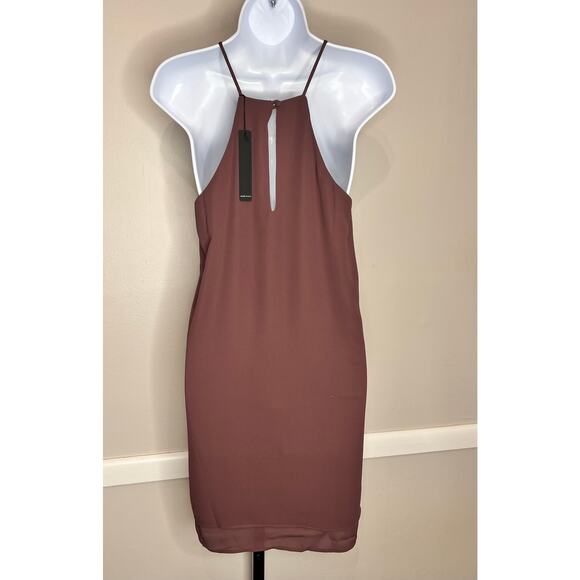 Krisa Double Layer Sleeveless Halter A-Line Mini Dress Spice Women's Size XS NWT - Picture 3 of 7